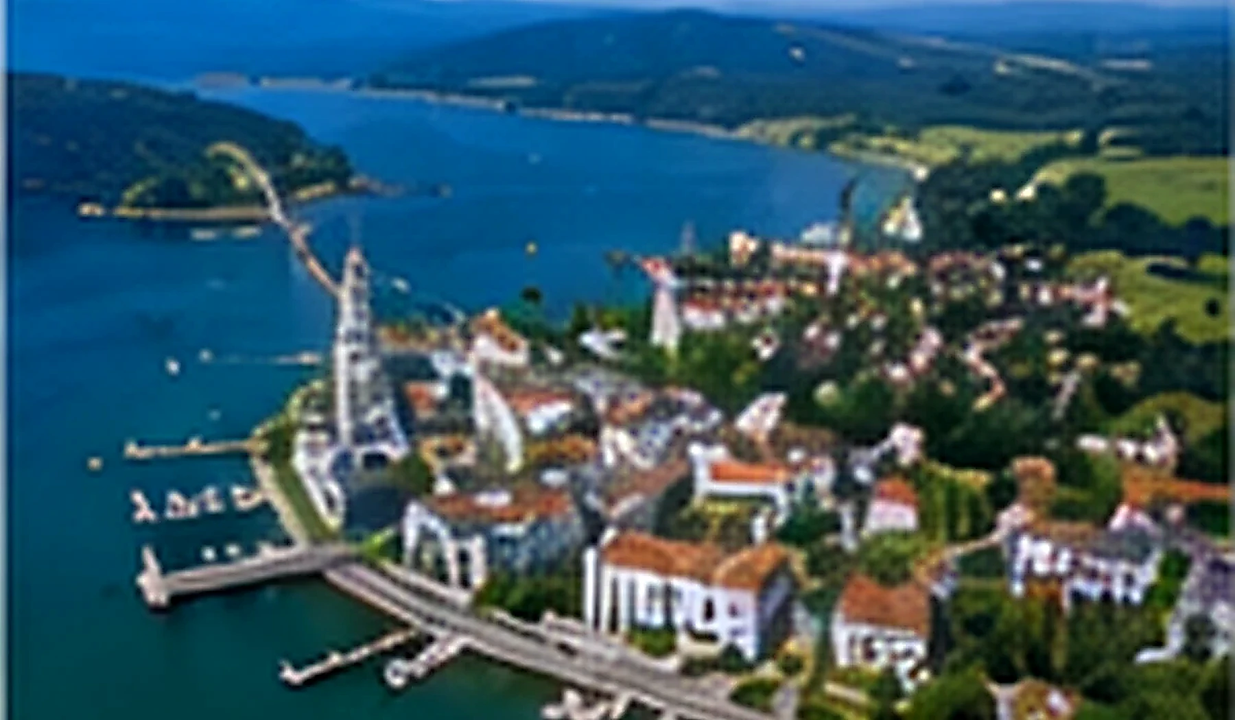 Illustrative Luftansicht von Lindau (Bodensee)