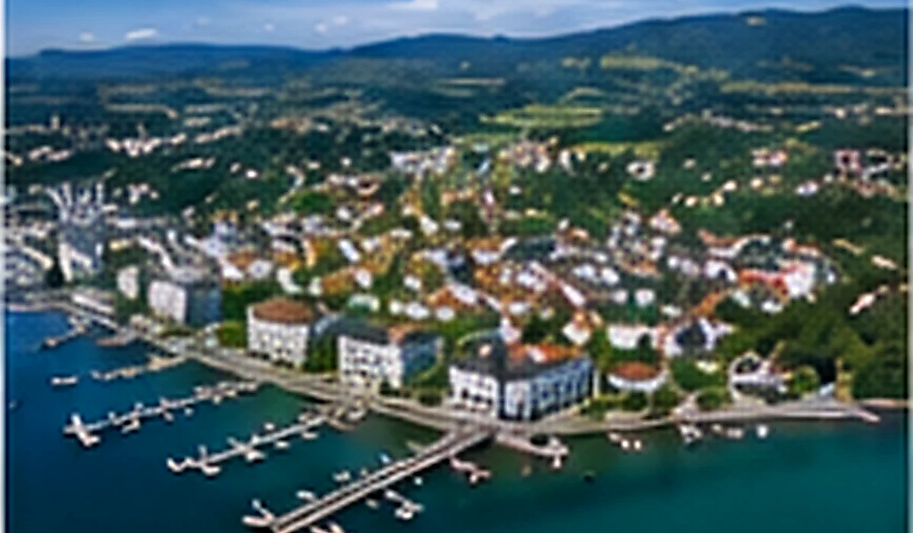 Illustrative Luftansicht von Radolfzell am Bodensee